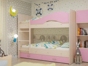Кровать 2-х ярусная Мая с ящиками на латофлексах розовая в Нытве - nytva.magazinmebel.ru | фото