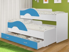 Кровать выкатная Радуга с ящиком 80х160 белая-голубой в Нытве - nytva.magazinmebel.ru | фото